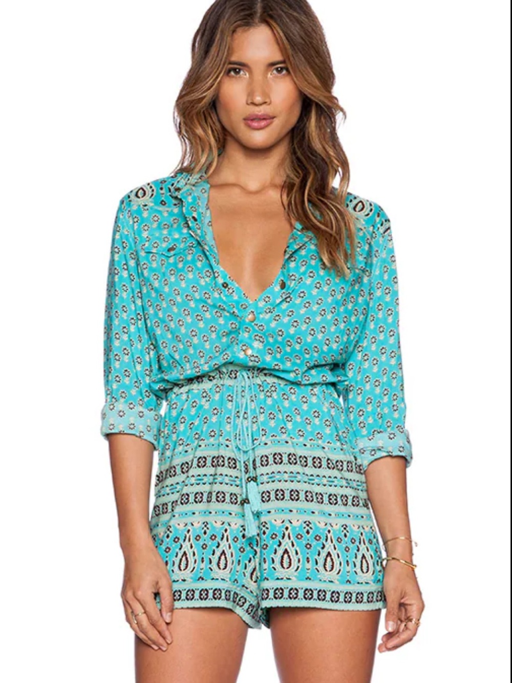 SPELL Gypsiana Romper in Turquoise